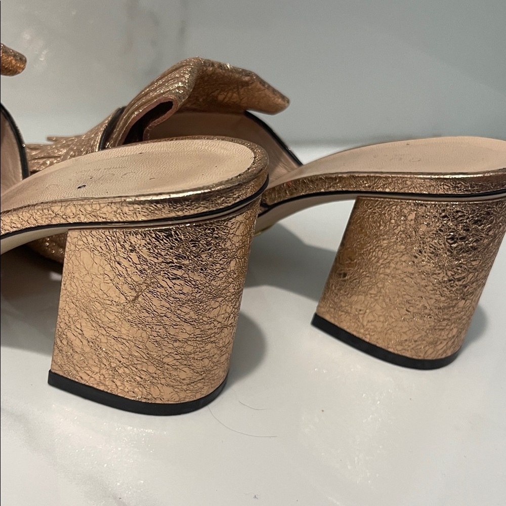 Gucci Metallic Rose Gold Women's Mules - Picture 7 of 7